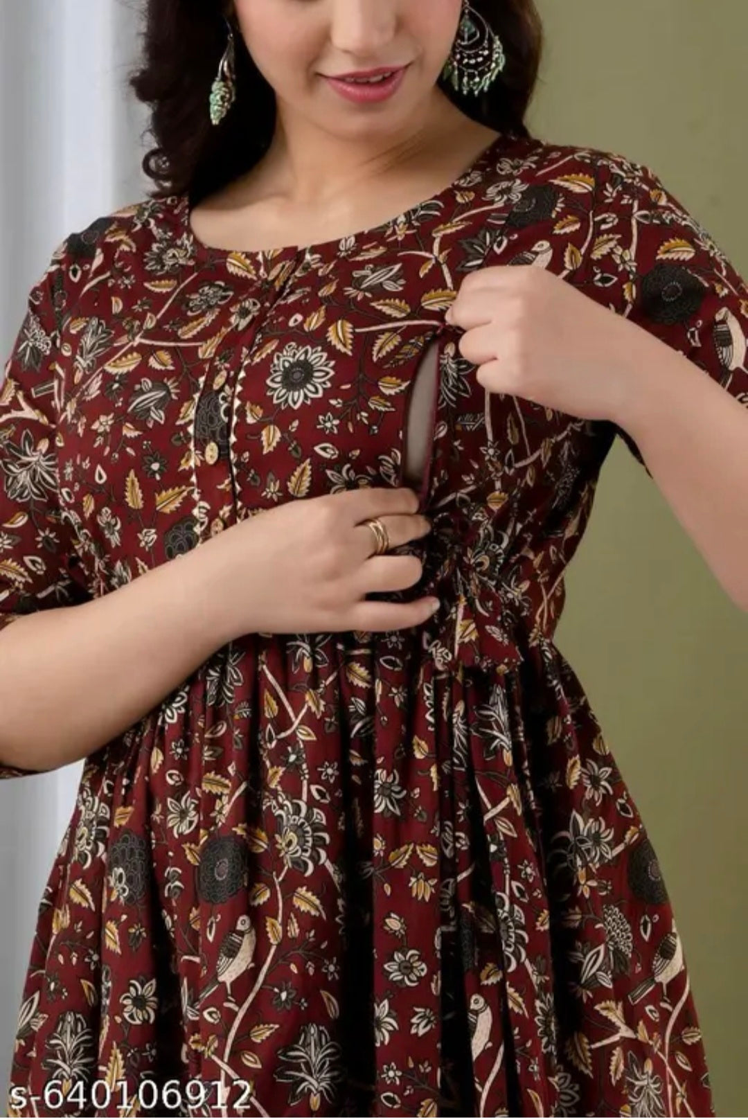 Mamaglow maternity kurti printed gown feeding kurti gown