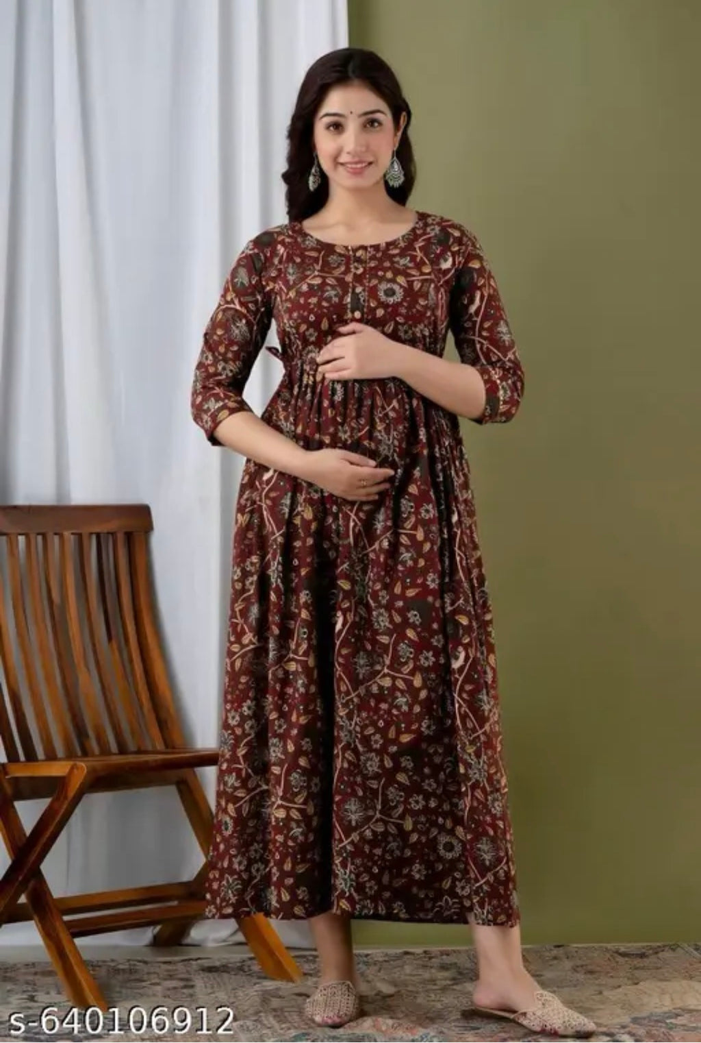 Mamaglow maternity kurti printed gown feeding kurti gown